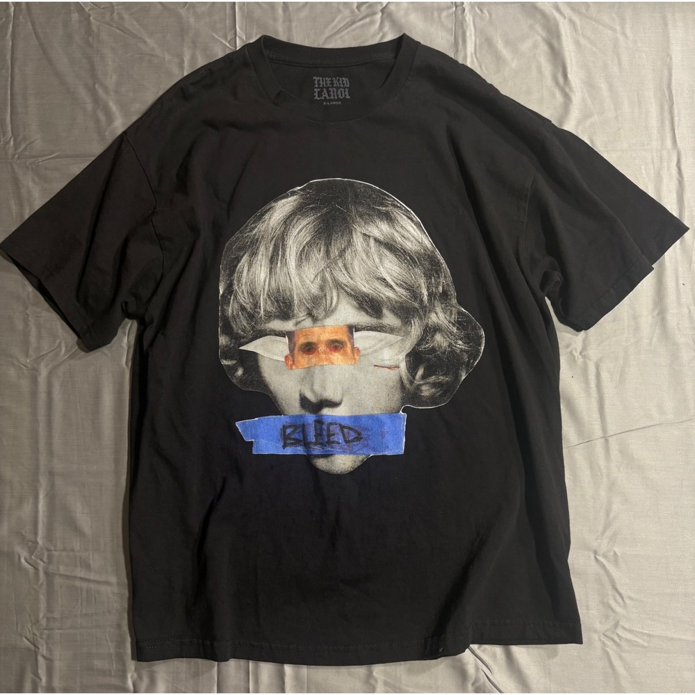 Kid Larol Bleed Graphic T-Shirt Mens XL Black Short Sleeve Streetwear Tee